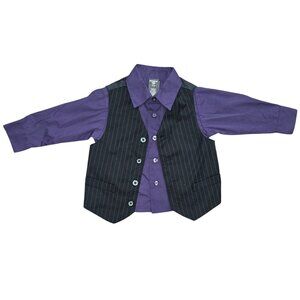 Dockers Boy's 3 Piece Formal Pinstripe Vest, Tie, & Dress Shirt Set 2T/2 Wedding